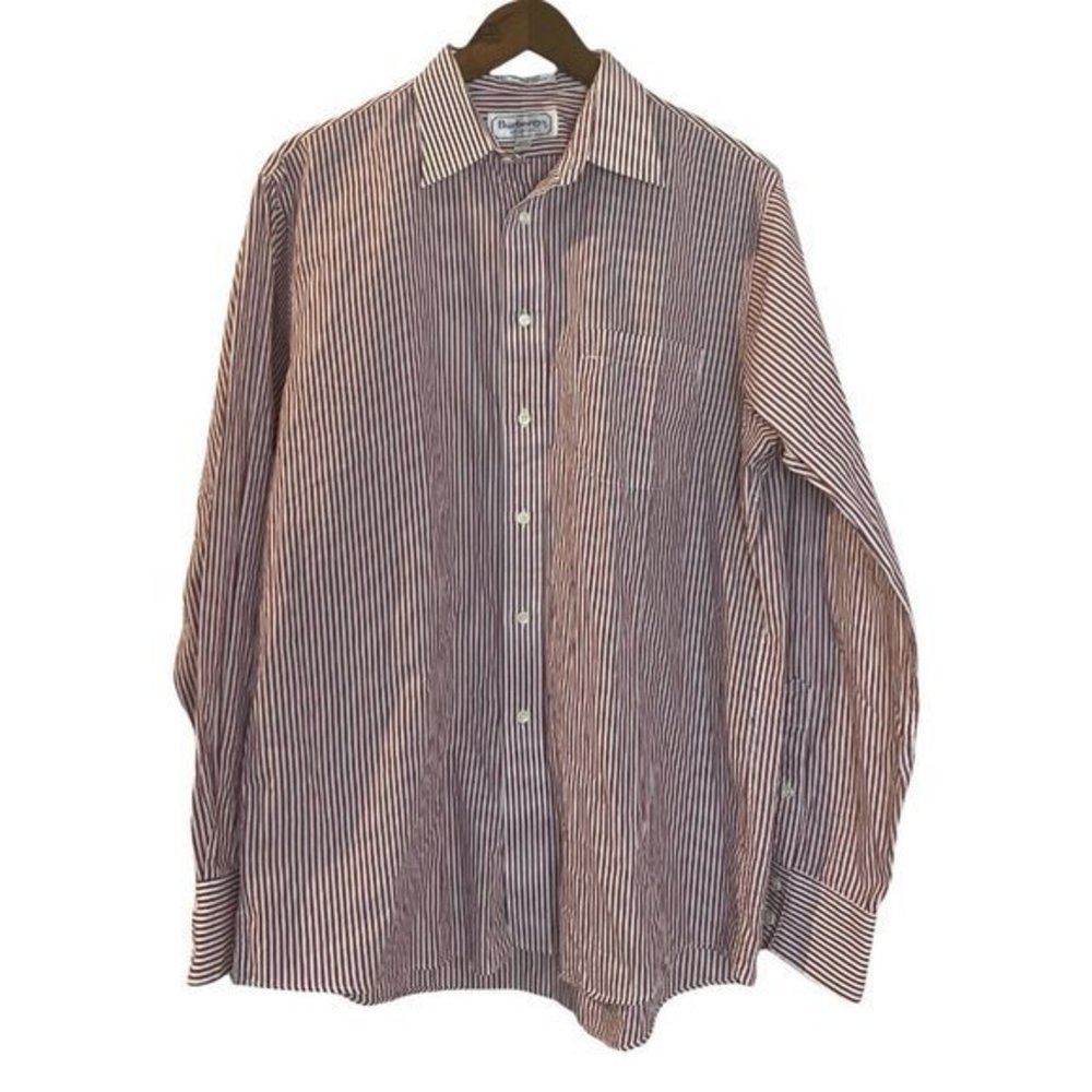 Burberrys London Men Button Front Shirt White Red